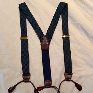 Stylish Blue and Green Silk Suspenders - Rothman’s